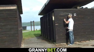 guy nails her big wet pussy on public