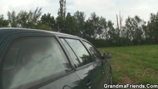 Two guys fuck an old slutty bitch